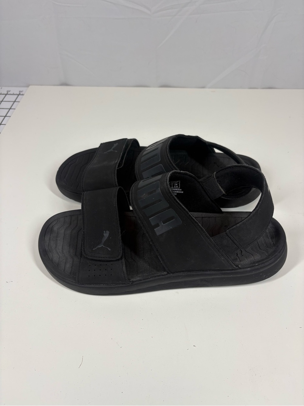 Puma Black Men's Dual-Strap Slide Sandals